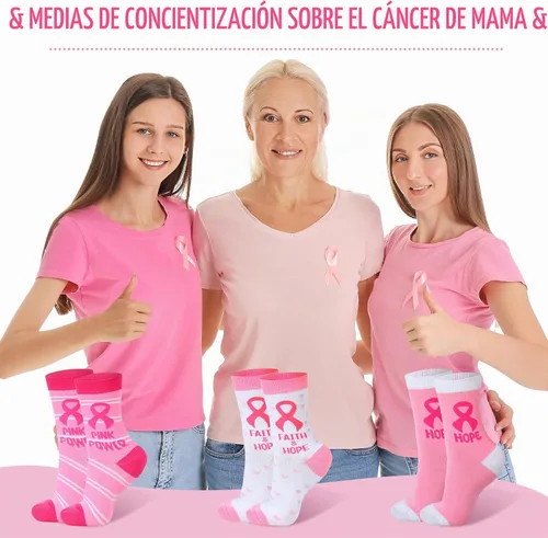 Vista 7 de Hercicy Calcetines de concientización sobre el cáncer de mama a granel