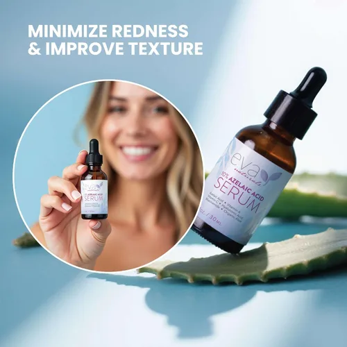 Vista 5 de Eva Naturals Suero para el cuidado de la piel de ácido azelaico para la cara, tratamiento facial con fórmula de niacinamida y ácido hialurónico