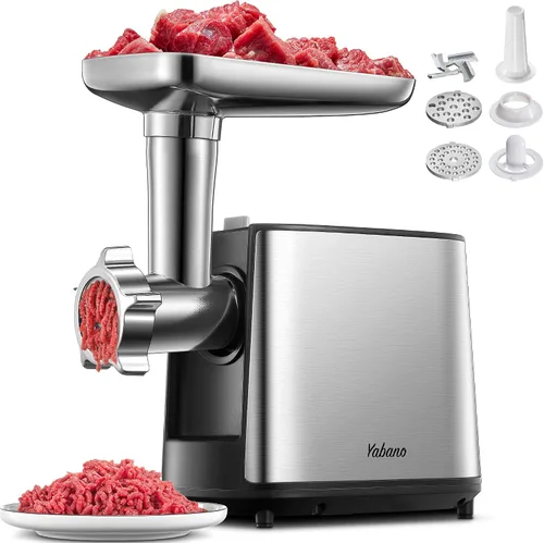 Vista 9 de Picadora de carne eléctrica, picadora de carne de alta resistencia, máquina de embutir salchichas, picadora de alimentos con kit de salchichas y Azul