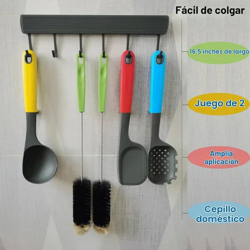 Vista 4 de Paquete de 2 cepillos para botellas de 16", Dokpod cepillos de limpieza de mango largo para limpieza de botellas de cuello largo y estrecho, agua
