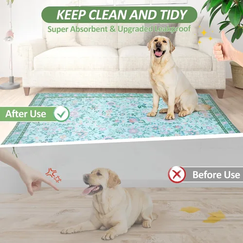 Vista 7 de Almohadillas lavables para orina para perros, paquete de 2 almohadillas reutilizables súper absorbentes para cachorros con patrones de flores