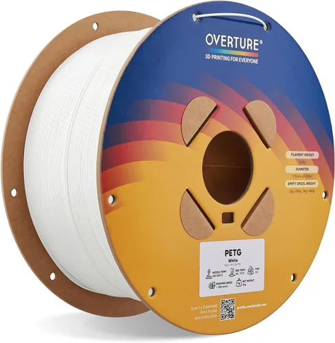 Vista 30 de OVERTURE - Filamento PETG de 1/16 de pulgada (1.75 mm) para impresora 3D y FDM, bien enrollado, duradero, carrete de 4.4 libras, dureza firme
