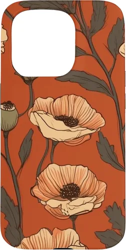 Vista 14 de iPhone 16 Floral Pattern Poppies Terracotta Poppy Flower Case