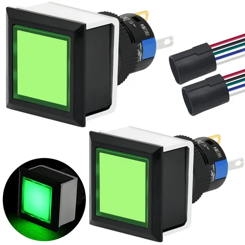 Vista 10 de Interruptor de botón cuadrado 21 * 21 mm 0,83" agujero de montaje cuadrado UL Certificado con luz azul 24 V 1NO 1NC SPDT ENCENDIDO/APAGADO