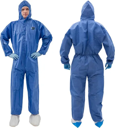 Vista 8 de Vicogard Monos Protectores Desechables Coveralls, Cremallera Frontal Cintura Elástica y Puños en Tobillos, Traje de Aislamiento SMS con Capucha