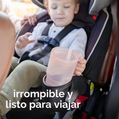 Vista 4 de Olababy Vaso de silicona para niños pequeños con asa y pajita, arándano, 11 Azul (Arándano)