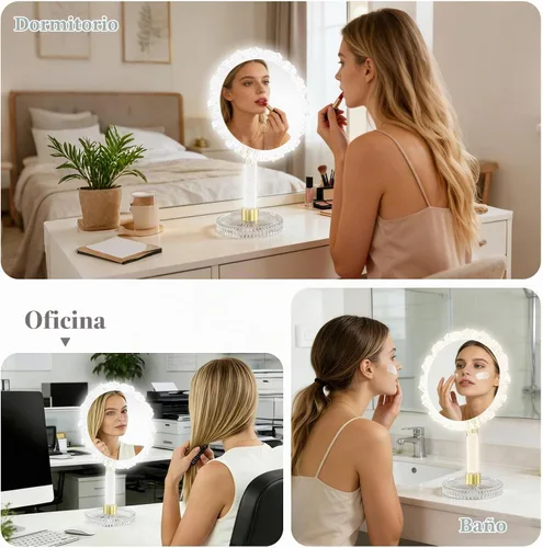 Vista 7 de 10 inch Lighted LED Makeup Mirror with 3 Color Lighting Modes