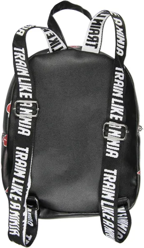 Vista 4 de Naruto Akatsuki Sasuke Red Cloud Anti Leaf Faux Saffiano - Mini mochila de piel sintética Negro - Mini mochila
