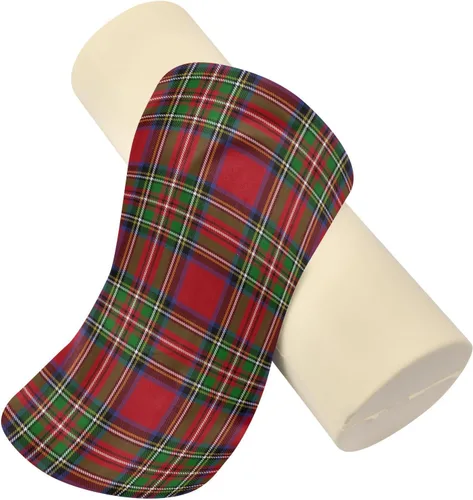 Vista 2 de Stewart - Almohada cervical de cuello a cuadros con funda extraíble lavable de espuma viscoelástica para dormir, almohada de viaje para cama
