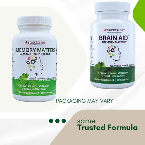 Vista 7 de Bricker Labs Brain Aid Memory Matters - Suplemento cerebral nootrópico con extracto de menta verde Neumentix, apoya la memoria, el enfoque