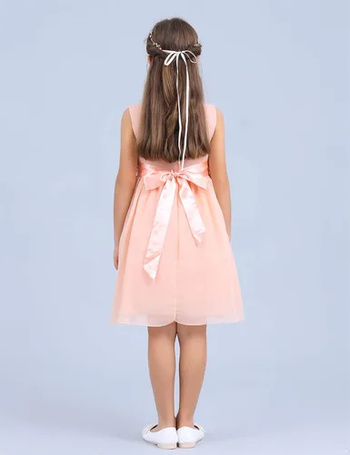 Vista 6 de TiaoBug Vestido de fiesta para niñas y niñas, vestidos de flores de gasa