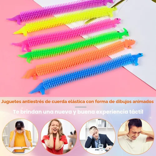 Vista 5 de 20 piezas de juguete antiestrés elástico, juguete de cuerdas elásticas coloridas para regalo del día del niño, para niños, adultos, niños, niñas
