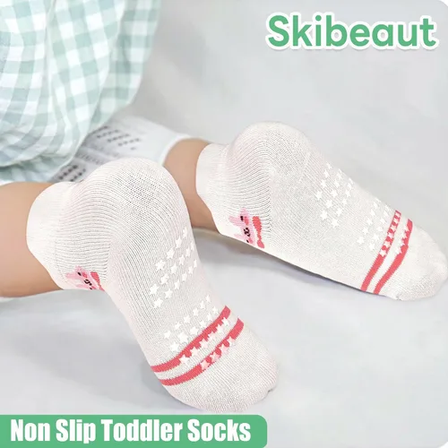 Vista 4 de Calcetines SkiBeaut para niños con agarre, 12 pares de calcetines antideslizantes para niños, calcetines de casa para bebés, niños y niñas de 0 a 7