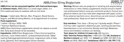 Vista 4 de 50mg. BISGLYCINATE (100 unidades) ABBLO es suave para el estómago y se puede tomar con alimentos.