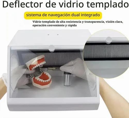 Vista 6 de Bafle de vidrio templado de laboratorio dental de alta resistencia LED colector de polvo de vacío caja extractor de vacío con 2 filtros