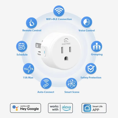 Vista 2 de Enchufe inteligente 5GHz, Enchufe inteligente EIGHTREE compatible con Alexa y Google Home, compatible con WiFi de 5GHz y 2.4GHz, Enchufe inteligente