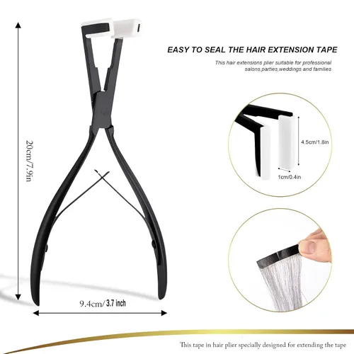Vista 3 de EHDIS Kit de herramientas de extensiones de cabello, alicates con cinta adhesiva, alicates de sellado de cabello de superficie plana con extensión