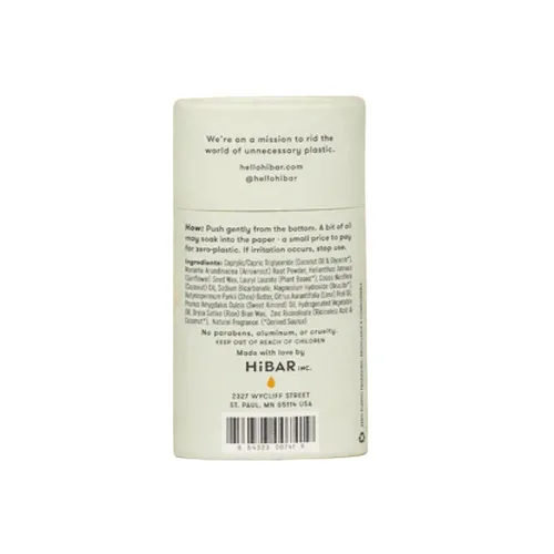 Vista 6 de HiBAR - Desodorante de bergamota y cedro - Sin plástico - Sin aluminio - 1 Desodorante natural, protección durante todo el día, con cera de semillas