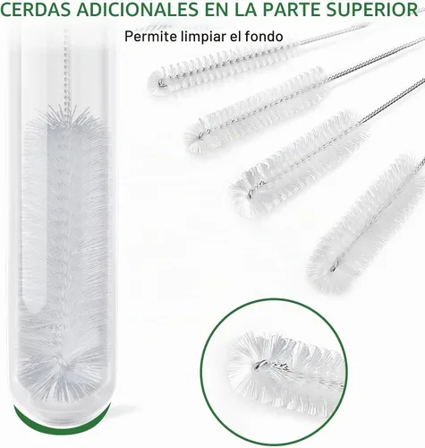 Vista 5 de CiaraQ Cepillos de limpieza de botellas, sistema de cepillo de tubo de Blanco