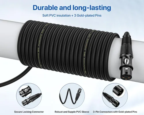 Vista 3 de XLR Cables 3 pies 4 paquetes – Cable de micrófono macho a hembra con 3 pines equilibrados XLR cables de altavoz XLR cable de micrófono