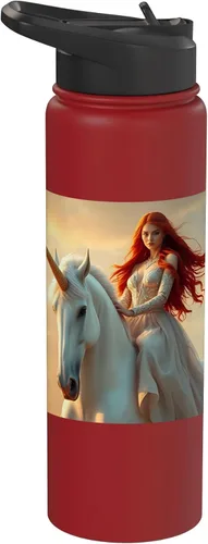 Vista 12 de Magical Unicorn & Enchanting Rider Graphic Collection Stainless Steel Insulated Water Bottle Black