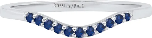 Vista 2 de Dazzlingrock Collection Anillo de boda apilable con 11 piedras preciosas o diamantes redondos para mujer en plata de ley 925