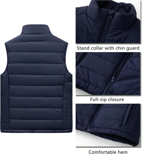 Vista 3 de Vcansion Chaleco acolchado con cuello alto casual para hombre