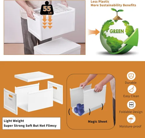 Vista 3 de Seseno Caja organizadora de archivos con tapa, organizador universal de archivos colgantes, caja de carpetas de archivos de tamaño carta/legal