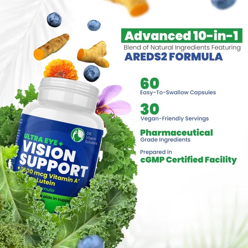 Vista 7 de AREDS 2 Vitaminas oculares con luteína y zeaxantina para la salud macular, suplemento de salud de visión de arándano, 20 mg de luteína, zinc