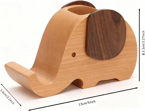 Vista 3 de Portalápices creativo elefante regalos juguetes de madera lindo soporte para lápices y teléfono celular soporte organizador para escritorio