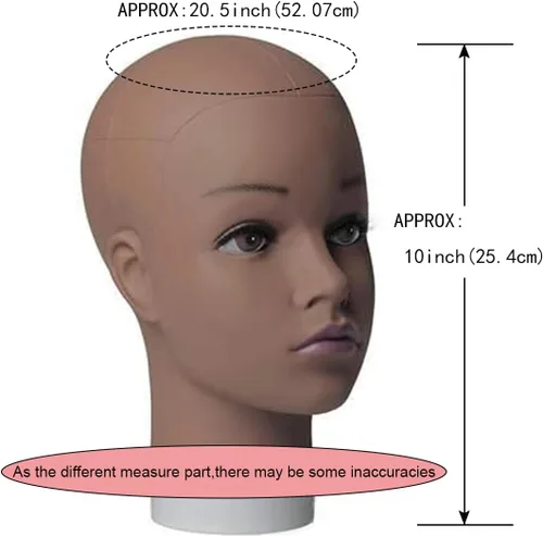 Vista 3 de HAIRWAY Cabeza de maniquí femenina, soporte de maniquí de cosmetología, cabeza de maniquí para pelucas, maniquí de muñeca para hacer pelucas y Marrón