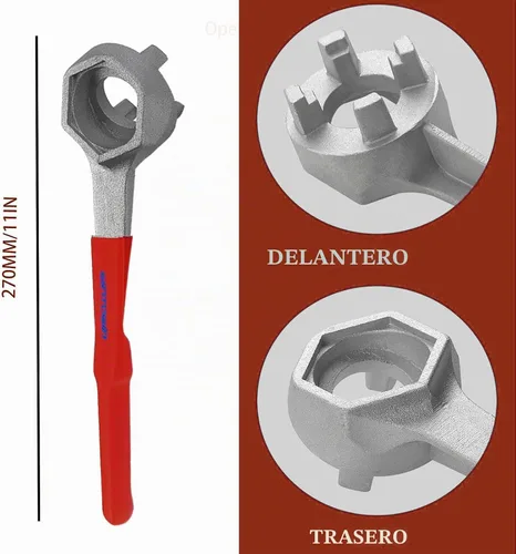 Vista 5 de Llave de tambor de aluminio, llave Bung, herramienta de abridor de barril para abrir tambor de 10, 15, 20, 30, 55 galones, se adapta a 2" y 3/4