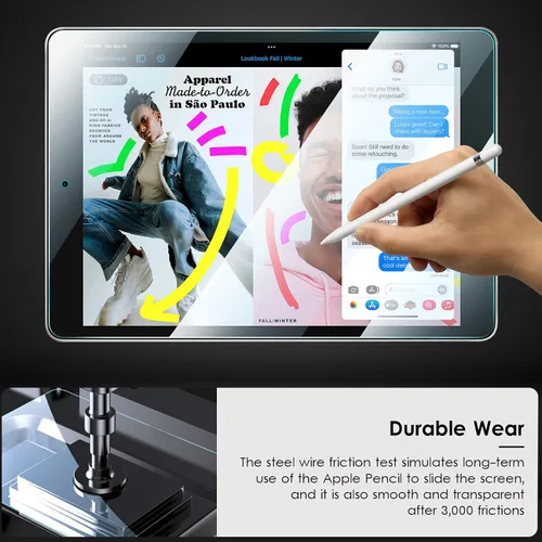 Vista 5 de VIKESI Protector de pantalla para iPad de 9ª, 8ª y 7ª generación, protector de película de vidrio templado de 10.2 pulgadas para iPad de 9ª / 8ª