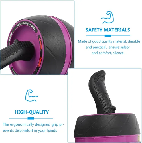 Vista 6 de Rueda de rodillo abdominal de rebote automático, equipo de fitness para gimnasio en casa, entrenamiento de fuerza central y entrenador abdominal