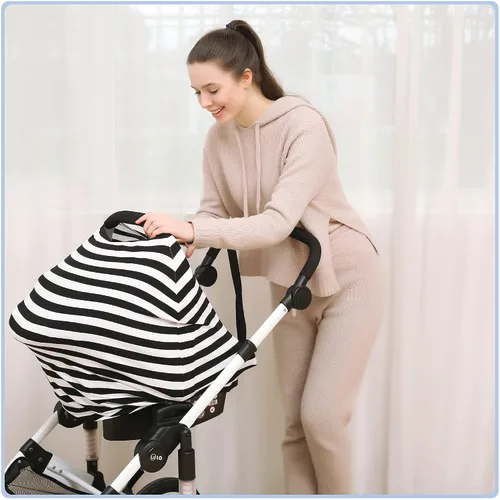 Vista 5 de Fundas de asiento de automóvil para bebés Toldo para asiento de automóvil de bebé, fundas multiusos de lactancia, bufandas de lactancia, regalos