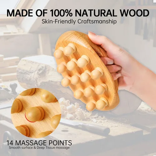Vista 5 de Herramientas de masaje de terapia de madera, herramienta de masaje de celulitis, cepillo corporal de masaje de madera, alivio de la picazón