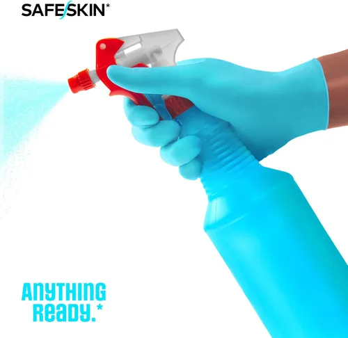 Vista 4 de SAFESKIN Guantes desechables de nitrilo en paquete POP-N-GO (50 o 200 unidades) de servicio mediano, sin polvo, limpieza, jardinería, manualidades