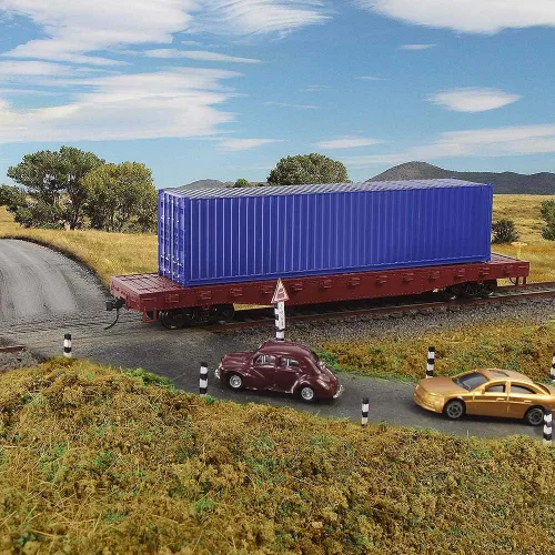 Vista 4 de 3pcs HO Escala sin decorar 40 ' (pies) Contenedores de envío 1:87 Deep Bule acanalado Side Container C8740DB