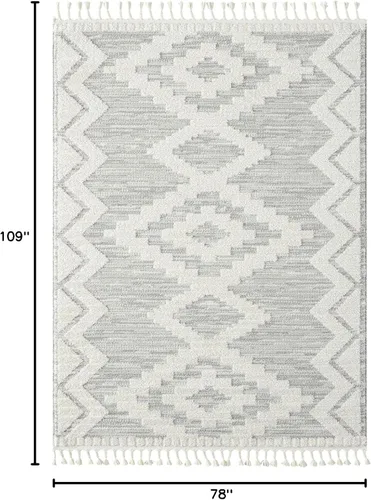Vista 3 de LUXE WEAVERS Ibiza Collection 8067 - Alfombra geométrica suroeste, color gris, 6 x 9