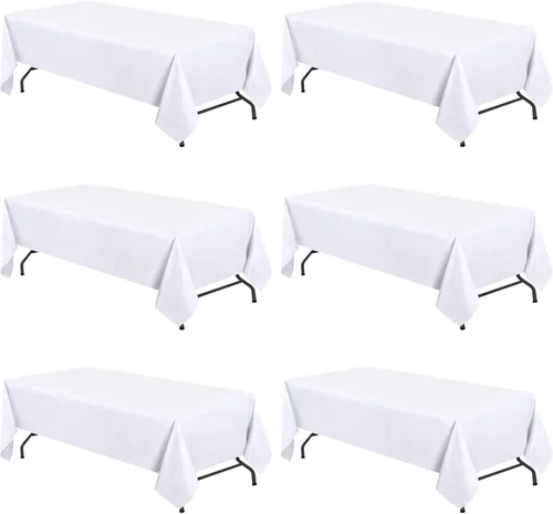 Vista 10 de White Classic WEALUXE Black Table Cloth for 6 Foot Rectangle Tables, 60x102 inches, Water, Stain and Wrinkle Resistant, 200 GSM Washable Poly Fabric