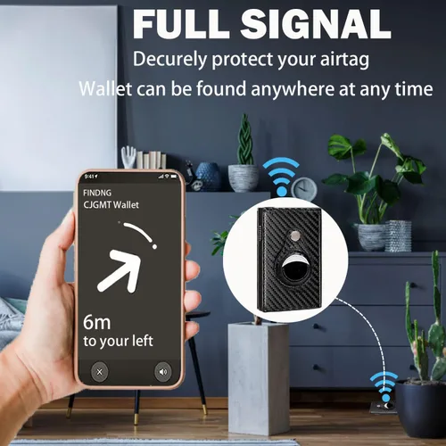 Vista 3 de AirTag - Cartera inteligente desplegable con bolsillo frontal con bloqueo RFID, tarjetero de crédito con clip para dinero, billetera delgada