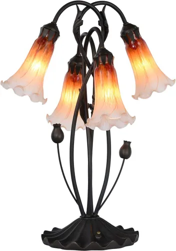 Vista 17 de Bieye L10849 Lámpara de mesa de acento de vidrio soplado con flor de lirio para decoración de sala de estar/dormitorio (1 luz, púrpura)