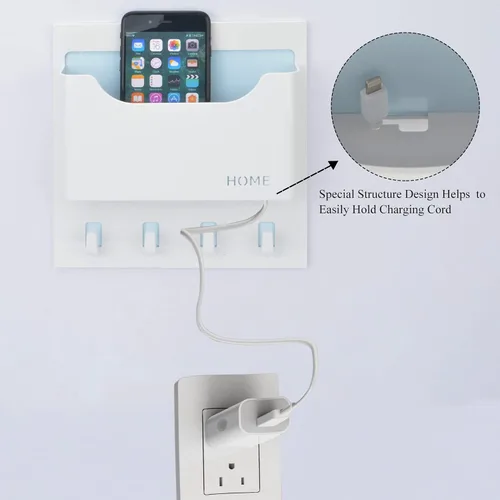 Vista 4 de Organizador de mesita de noche, adhesivo para colgar en la pared, estante flotante para entrada, correo/llaves, bueno para el hogar, dormitorio