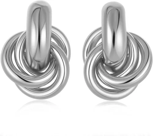 Vista 16 de Aretes chapados en oro de 14 quilates para mujer, joyería gruesa Corazón de oro de 14 quilates