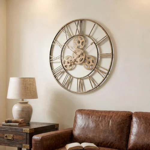 Vista 2 de Cuspin Reloj de pared de 24 pulgadas con engranajes, reloj de metal