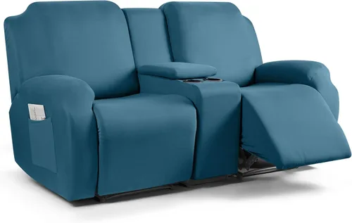 Vista 37 de TAOCOCO Sofá reclinable con funda de consola central, 4 piezas de tela de poliéster elástica, protector de muebles suave y lavable