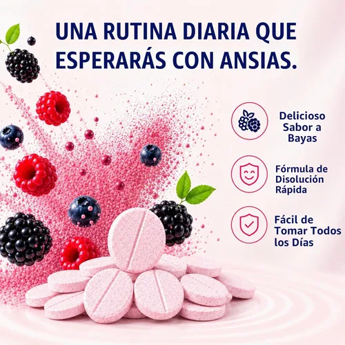 Vista 5 de Vitamatic Vitamina B12 1000 mcg de disolución rápida - 365 tabletas - Sabor natural de bayas - Apoya el metabolismo energético y la salud