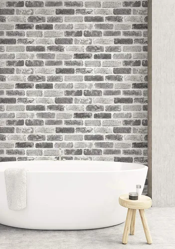 Vista 6 de NextWall Papel tapiz autoadhesivo de ladrillo sintético lavado (gris)