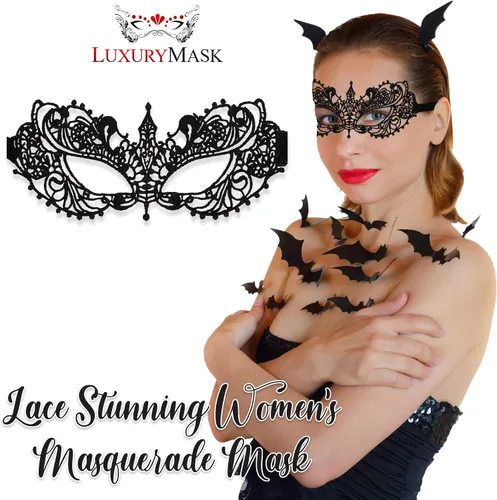 Vista 3 de Masquerade Mask For Women Lace Masquerade Masks for Masquerade Party, Proms, Venetian Party, Mardi Gras, Halloween & Cosplay