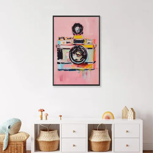 Vista 5 de Lienzo moderno para cámara, arte de pared con acuarela, póster de cámara preppy para fotógrafo, regalo Y2K, impresiones estéticas para habitación